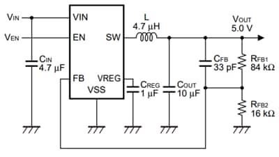 Application Circuit Diagram - ABLIC 8581x Step-Down Switching Regulator